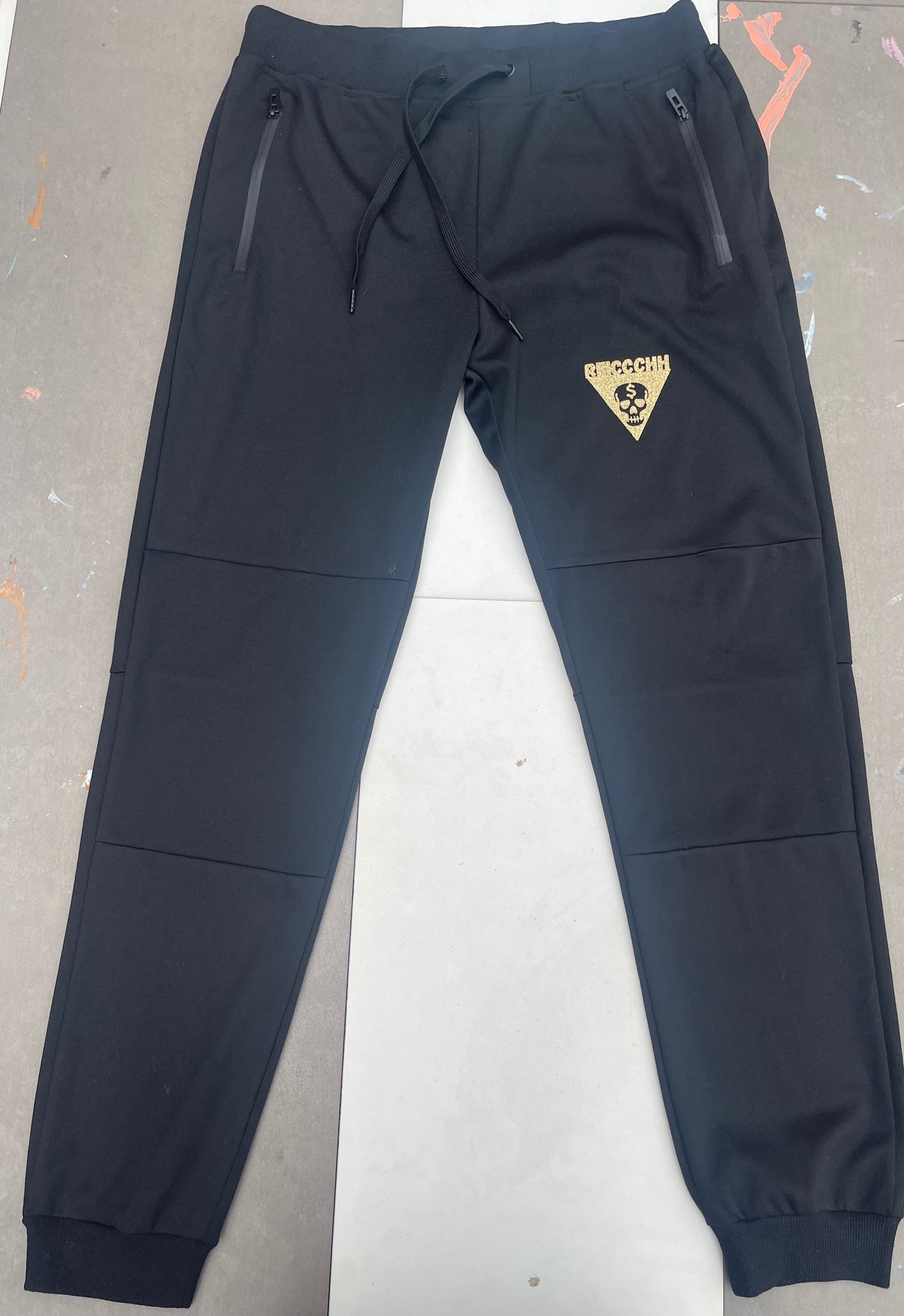 Men’s Black RIIICCCHH Skull Fleece Pants